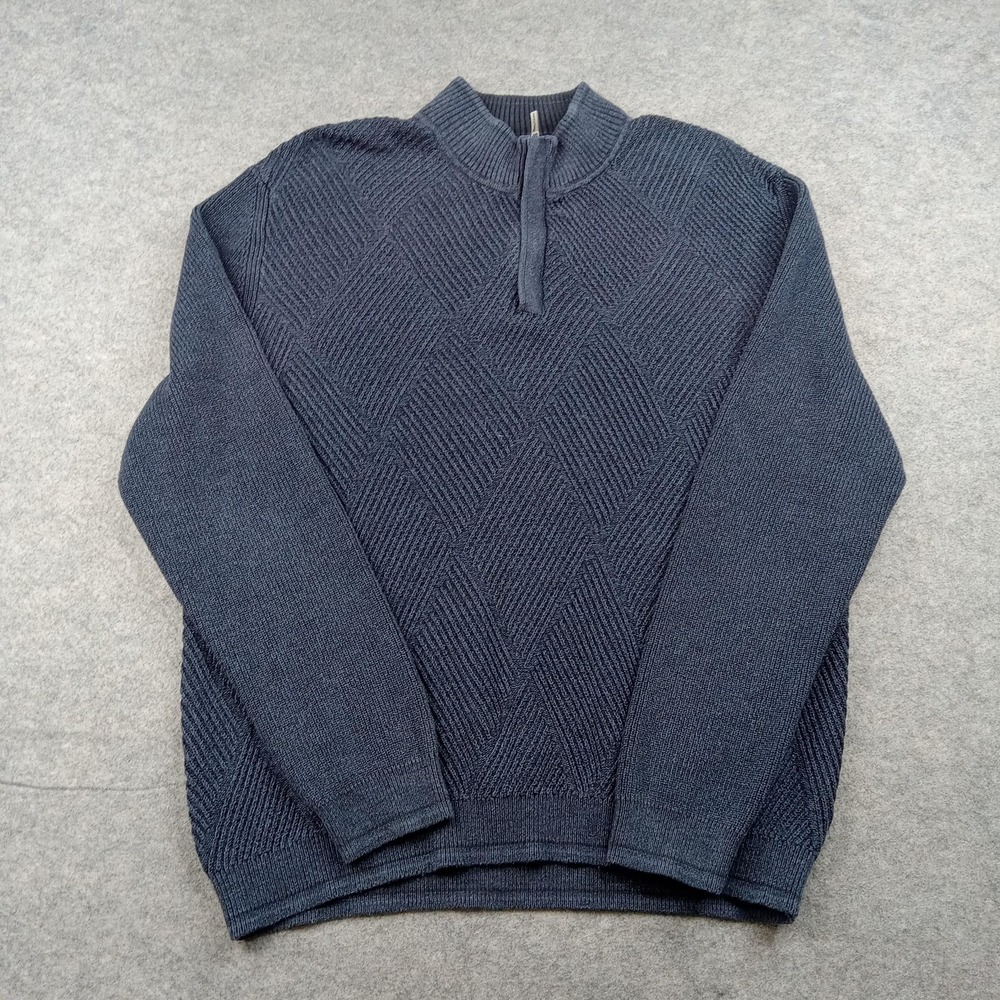 Tommy Bahama Sweater Mens XL Gray Pima Cotton Quarter Zip Mock Neck Pullover